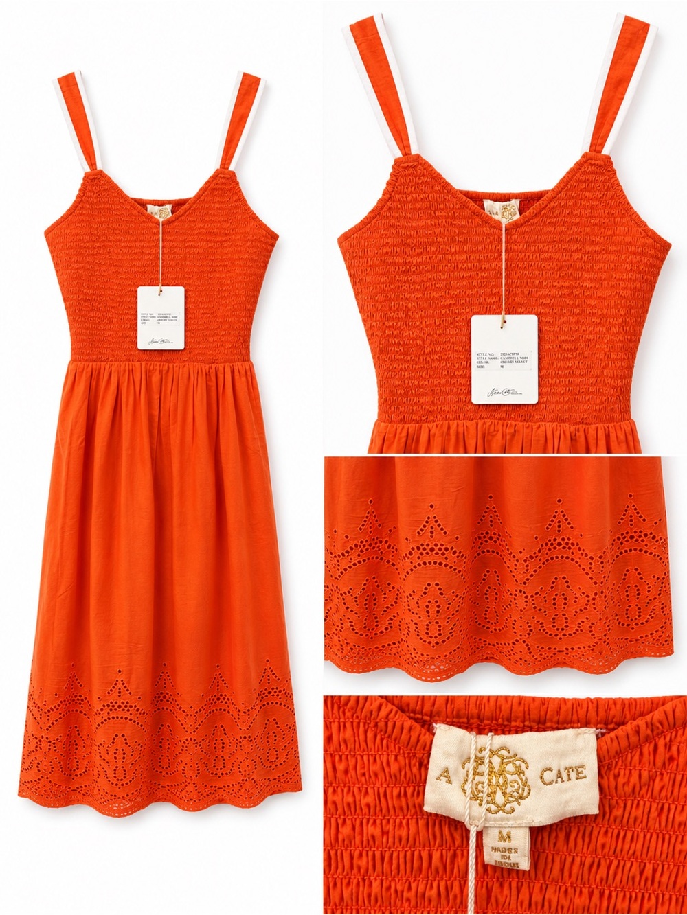 A New Day Orange Smocked Midi Dress